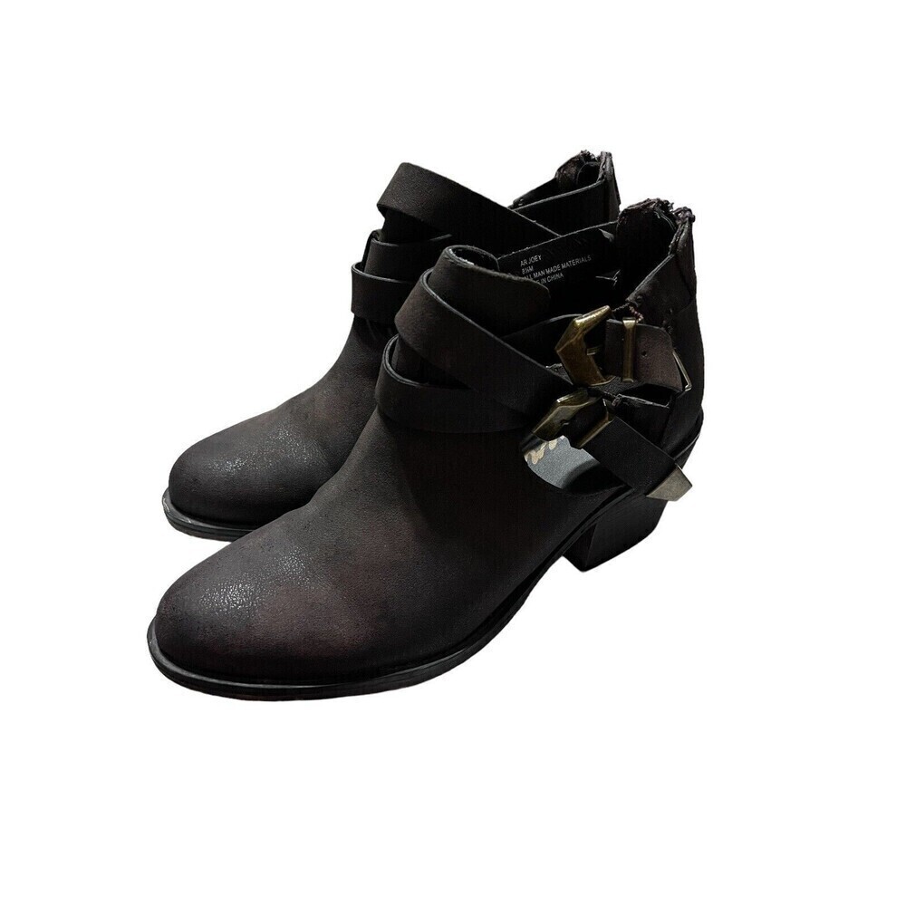 American Rag Gray Ankle Booties Double Buckle Zip Back Up Size 8.5M